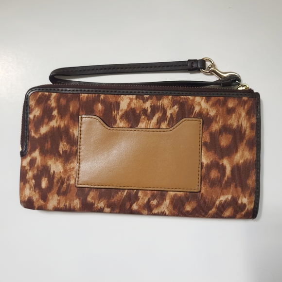 Coach Wristlet Brown Leopard Print Wallet Organizer - Picture 3 of 11